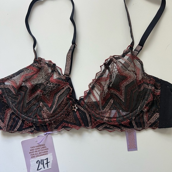 Savage X Fenty Shining Star Embroidered Unlined Demi Bra - Size 32B - Picture 7 of 9